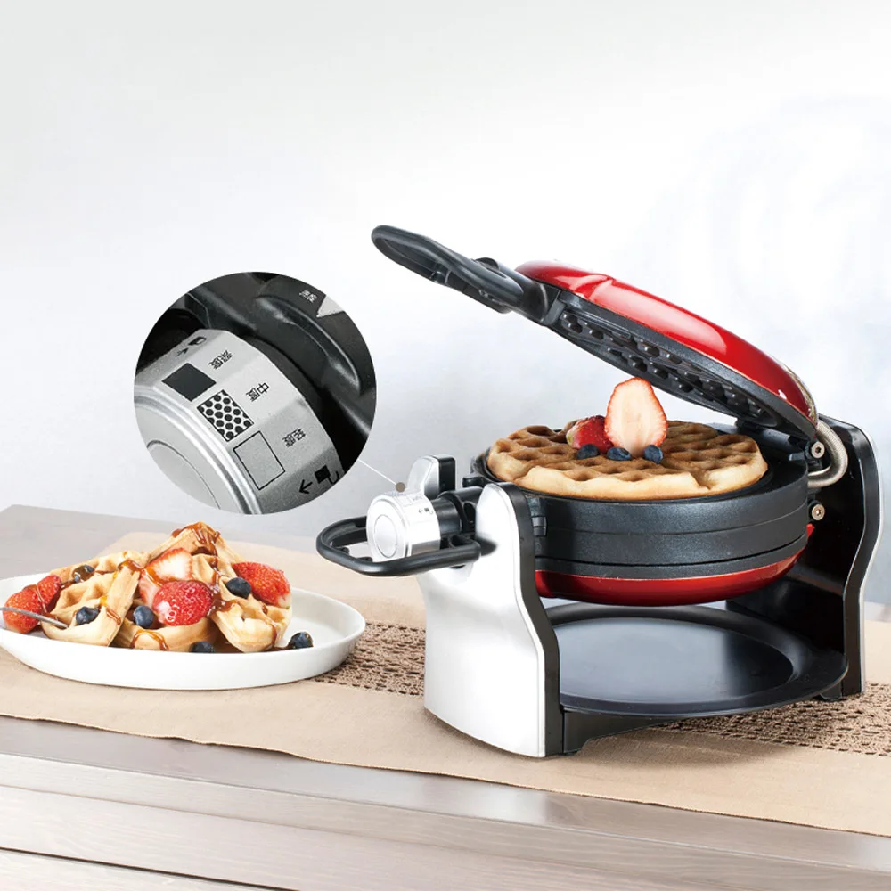 Double-sided Heating Rotating Thick Muffin Machine Automatic Waffle Maker Iron Electric Pancakes Breakfast Cooking Appliances