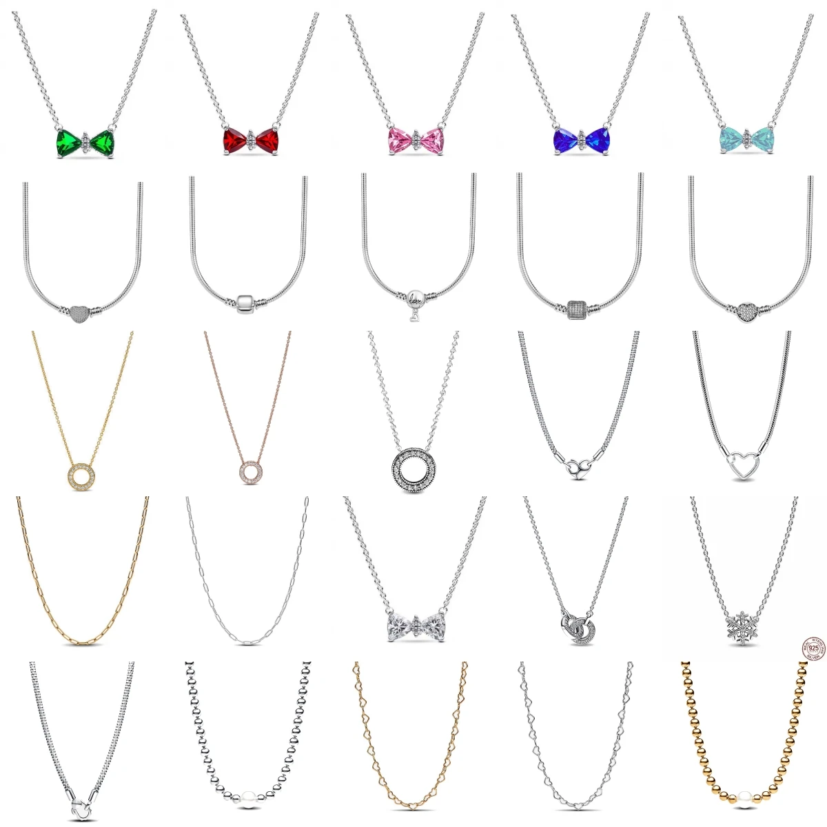 الفاخرة القوس الأحمر الأبيض الثلج سحر قلادة 925 الأصلي قلادة للنساء تيكي مجوهرات حزب هدية الأشياء من #1