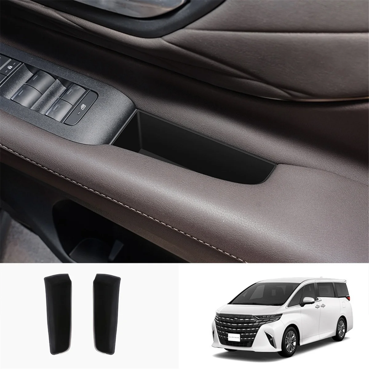 For Toyota Alphard/Vellfire 40 Series 2023+ Car Front Door Inner Armrest Silicone Storage Box Interior Accessories