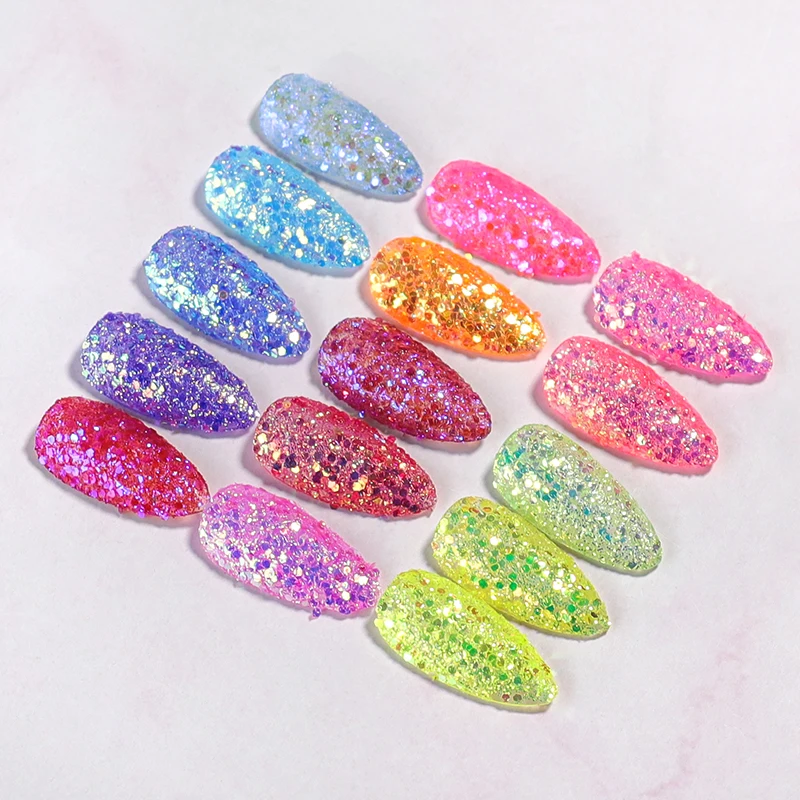 50 g/Beutel MagiBling holografische gemischte sechseckige Nagelglitter glitzernde Pailletten für handgefertigte Maniküre, Körper, Augen, Gesichtsdekorationen – Detail 4