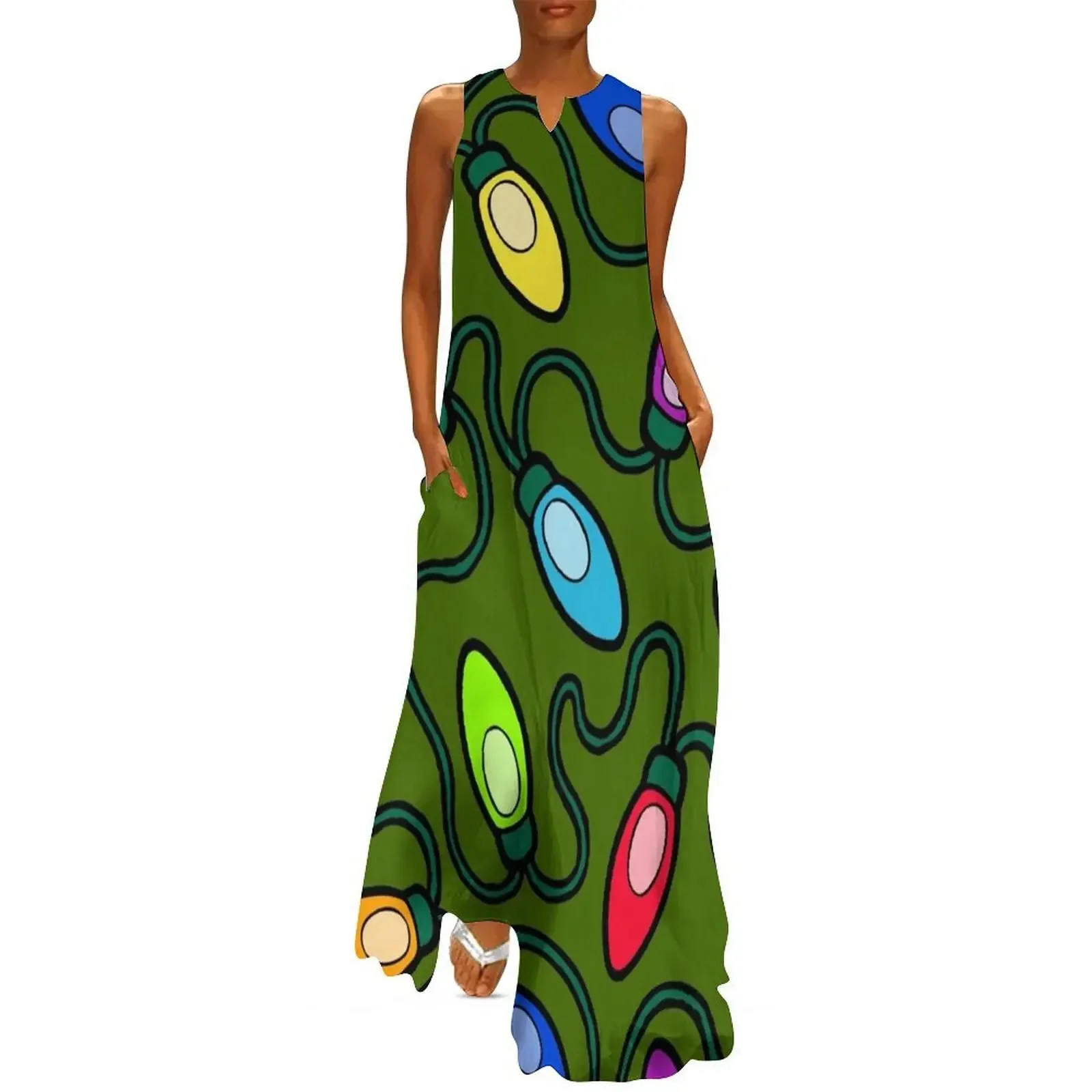 

Chrismas Fairy Lights Pattern Long Dress Women's summer suit party dress women elegant luxury dress for women summer