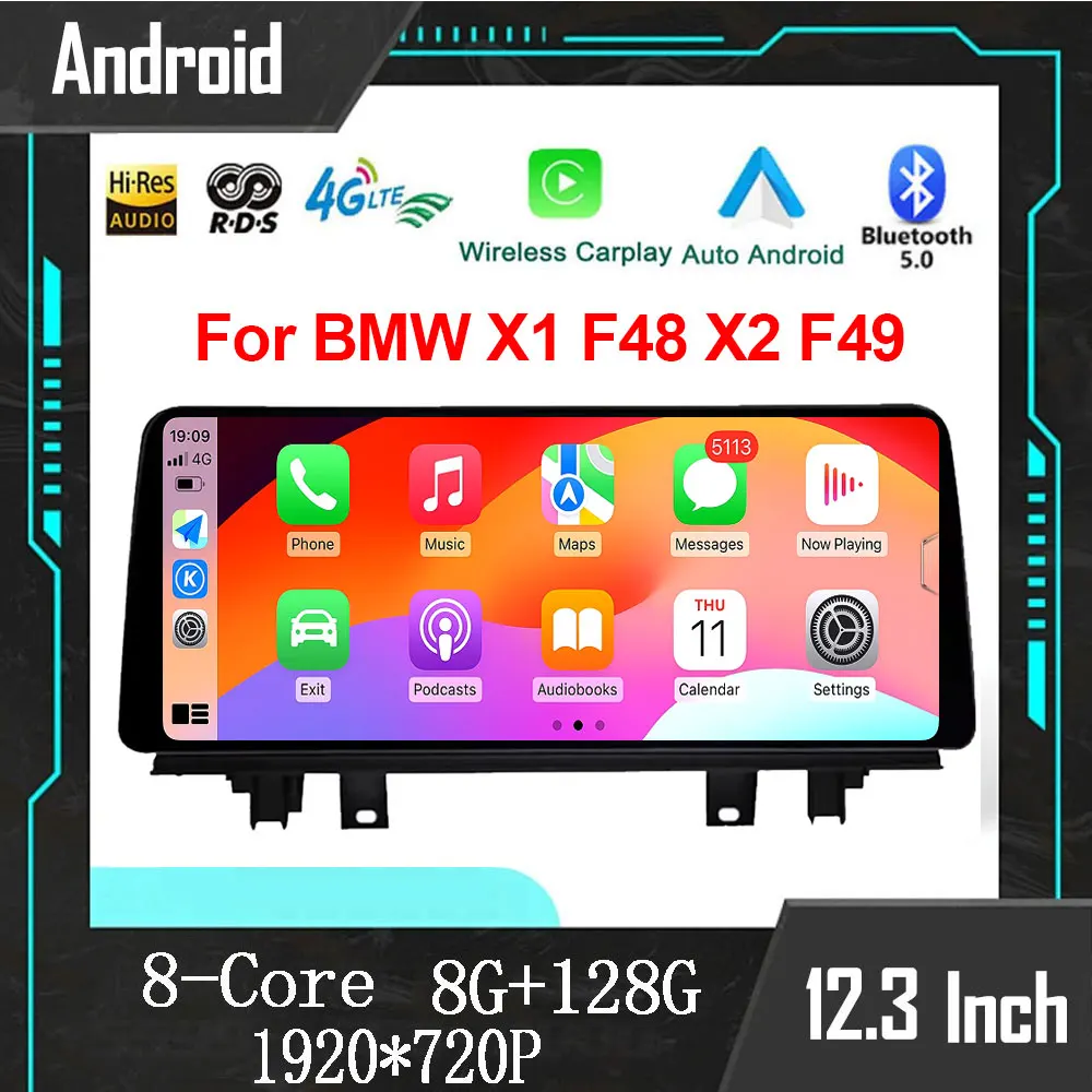 Android Auto For BMW X1 F48 X2 F49 (2016- 2017) NBT&EVO System 2018 -2020 Car Radio GPS Navigation Multimedia Video Carplay