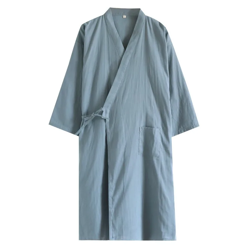 جديد 2025 رداء نوم رجالي للربيع/الصيف 100% قطن شاش رداء حمام ممتص للماء سريع الجفاف رداء رقيق ملابس نوم