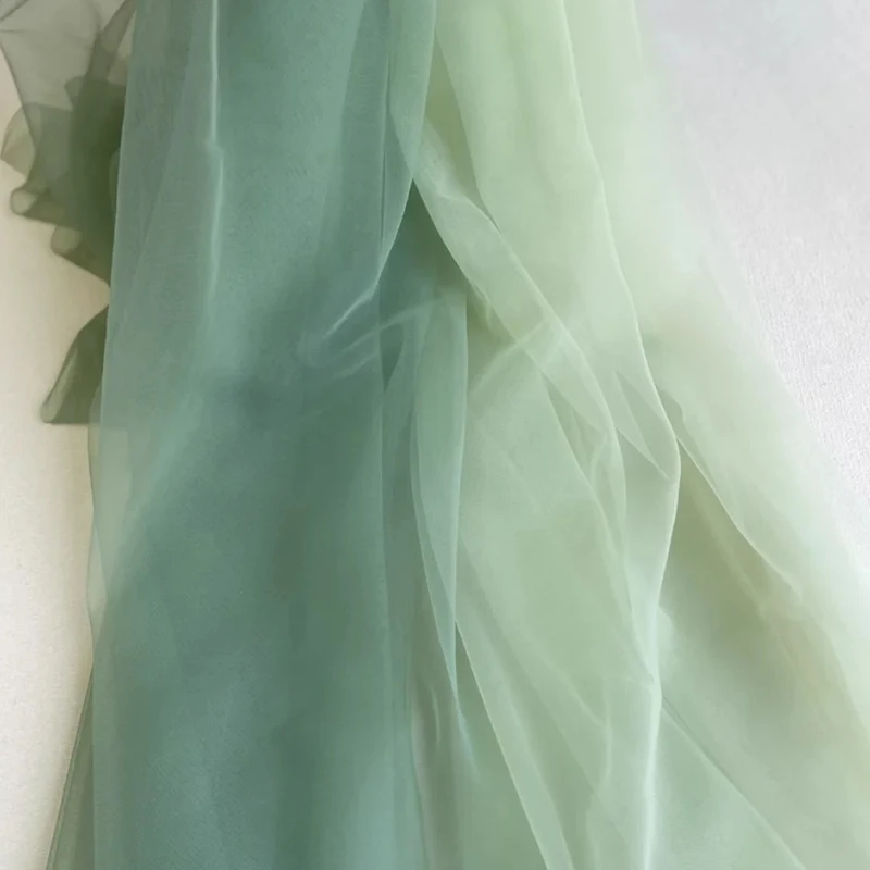 Green Series Soft Tulle Fabric Wedding Decoration Avocado Sage Mesh Chair Back Yarn Encryption Gauze Curtain Clothing Material