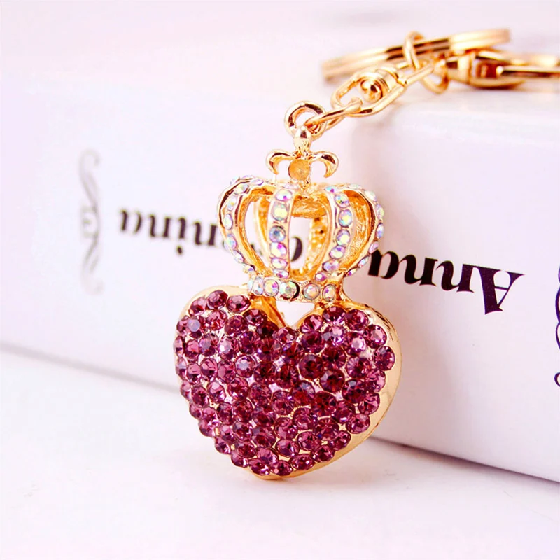Cute Hollow Crown Heart Pendant Keychains For Women Key Chains Rings Luxury Car Keyring Holder