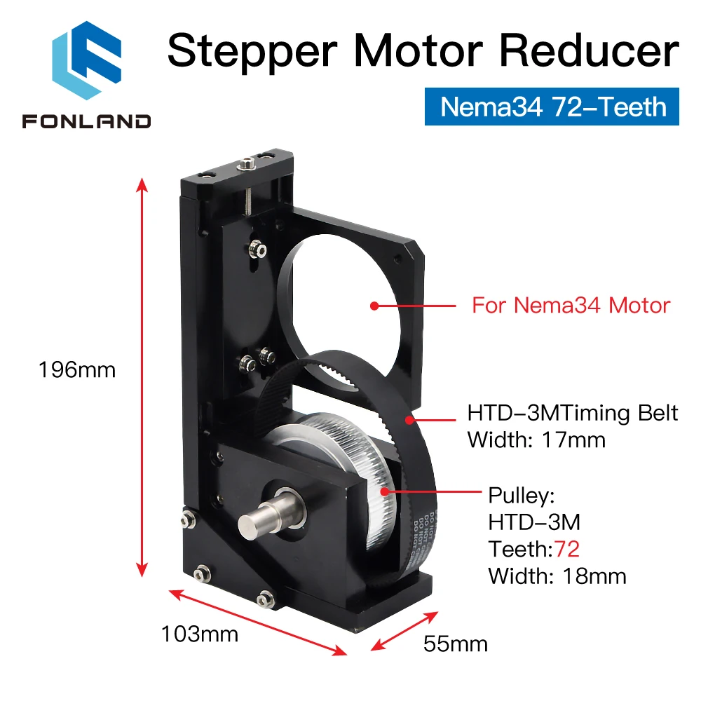 Imagem -04 - Fonland-stepper Motor Redutor para Corte a Laser e Máquina de Gravura Nema23 38 Dentes Nema23 60 Dentes Nema34 72 Dentes Co2