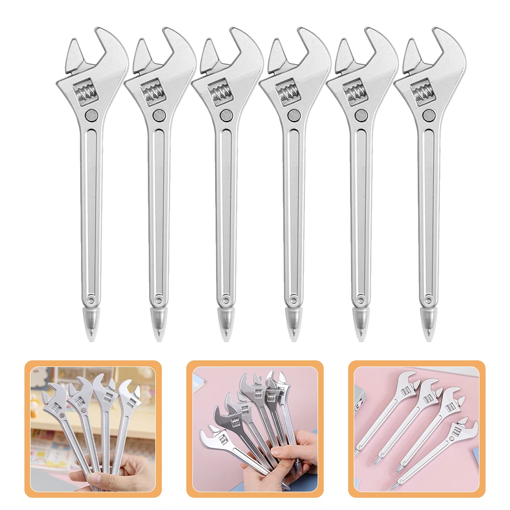 

6pcs Silver Novelty Writing Ballpoint Pen Tools for Students Party Wrench Pens with Unique Wrench Pens Smooth Grip