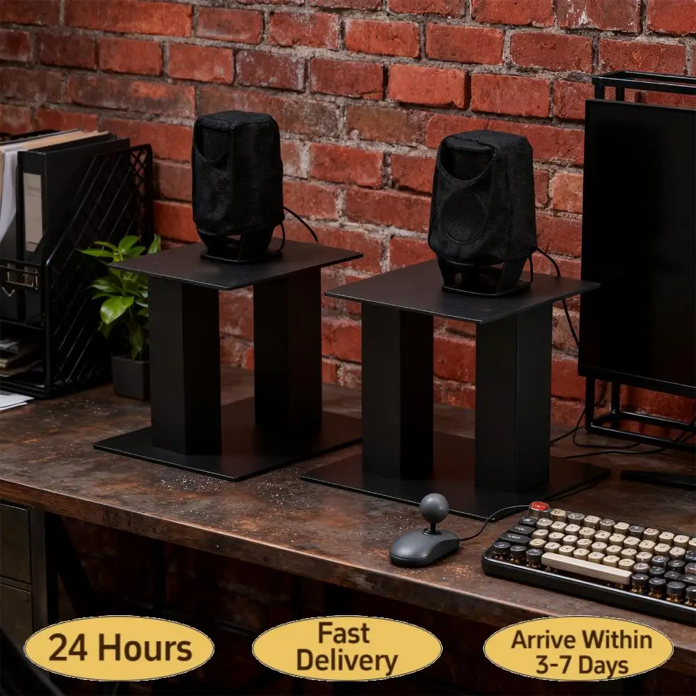 

1 пара настольных подставок для колонок, выдерживающих до 25 фунтов, стальные подставки для студийных мониторов, подходят для небольших/средних полочных колонок.