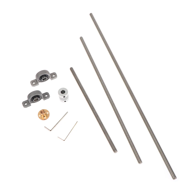 T8 300/200/100mm Lead Screw Set Includes Brass Nut Mounting Bracket Coupler Wrench For 3D Printers CNC Milling DIY Projects