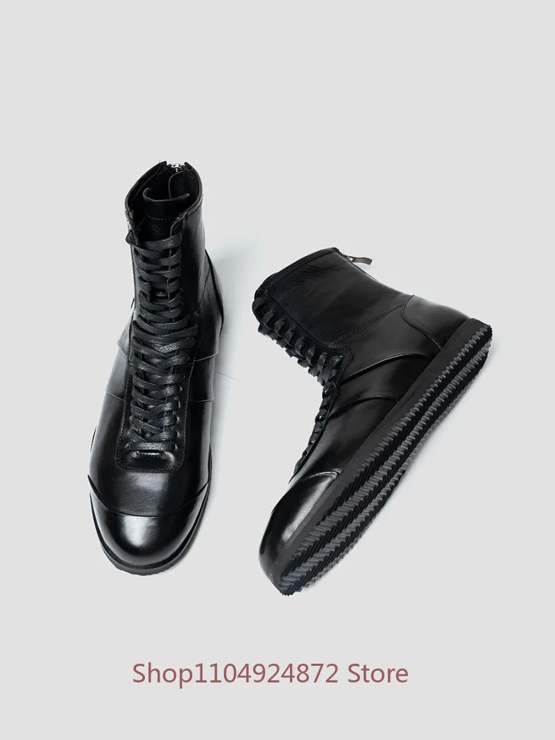 

Дизайнерские мужские ботинки челси из мытой воловьей кожи, черные тренировочные туфли, высокие оксфорды ручной работы, повседневные уличные спортивные ботинки до щиколотки