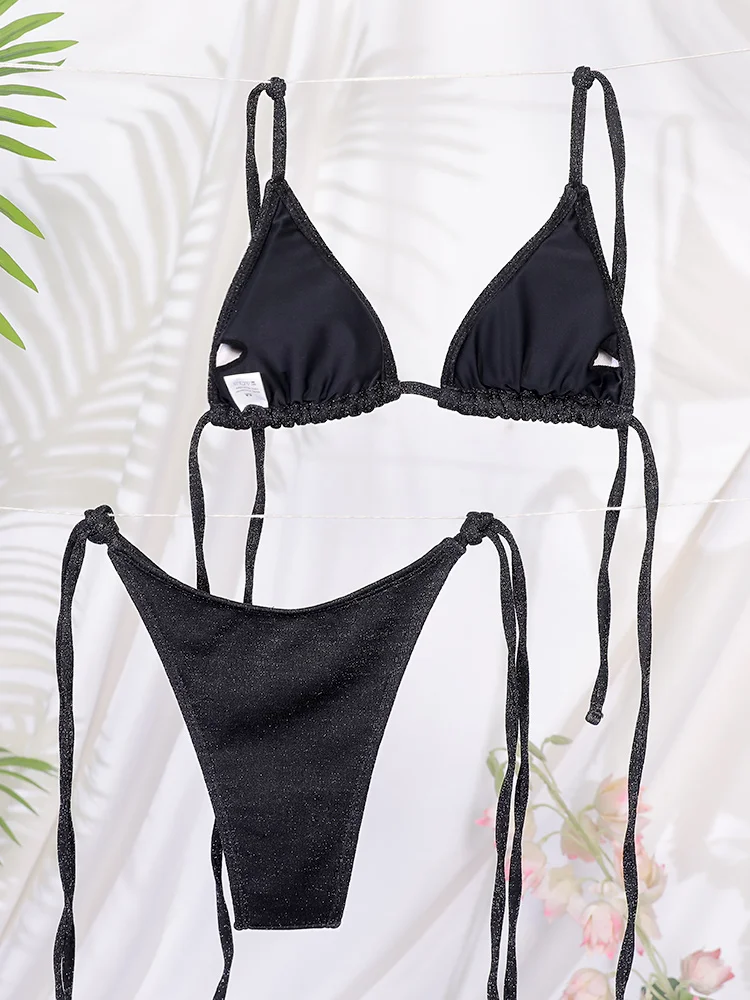 لامعة مجموعة البكيني مثلث البيكينيات ضمادة ملابس السباحة النساء قطعتين ملابس الصيف Biquini بحر جديد