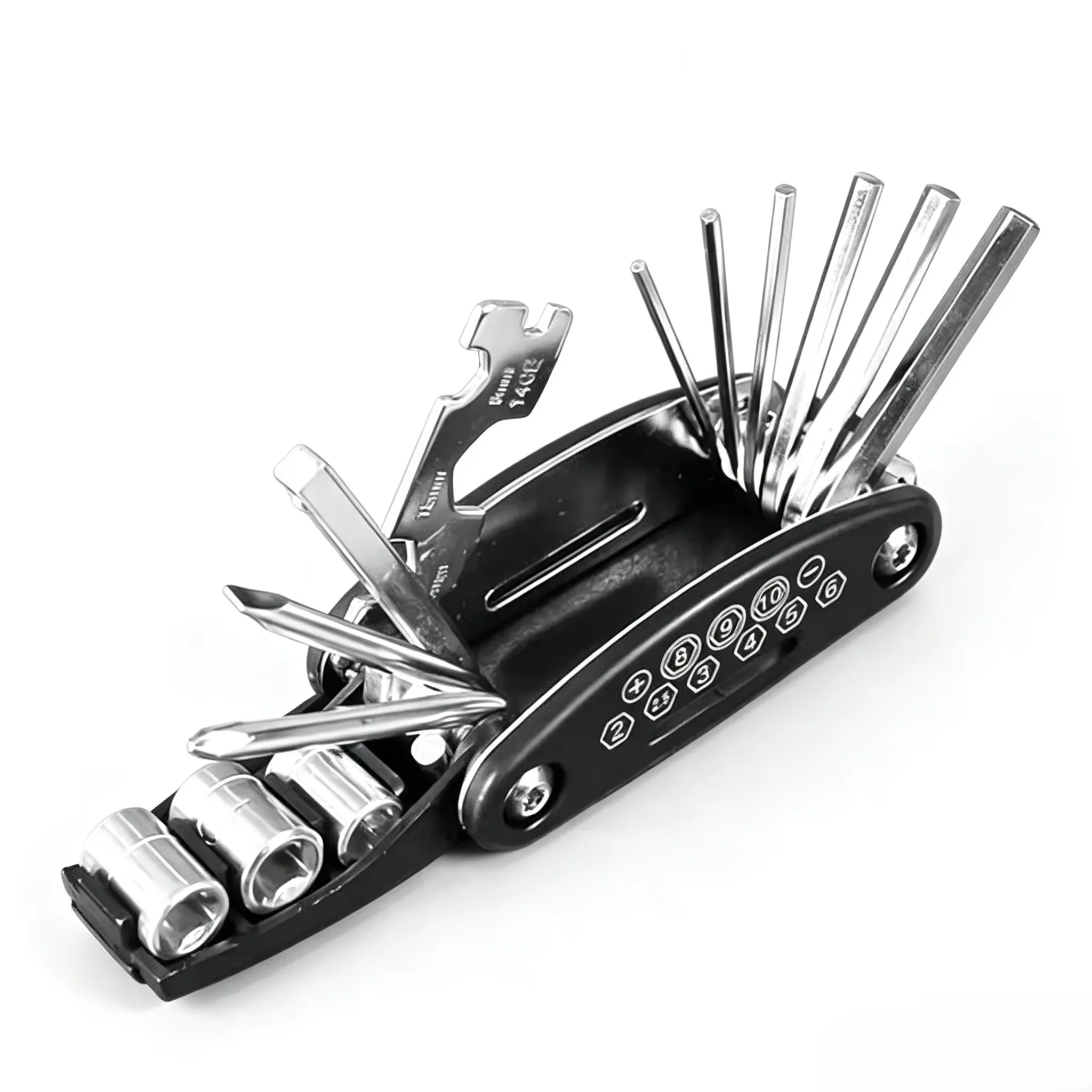 16-in-1 Folding Socket Wrench Multi Tool with Hex Keys Screwdrivers for Home Car Repair