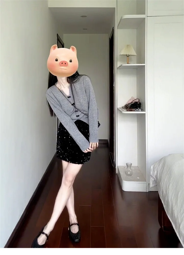 Sweaters Jumpers Womens Trendy Women'S Clothing Cotton Gothic Bat-Sleeve Drop-Shoulder Daily Festival Dark Style Slim-Fitting OL