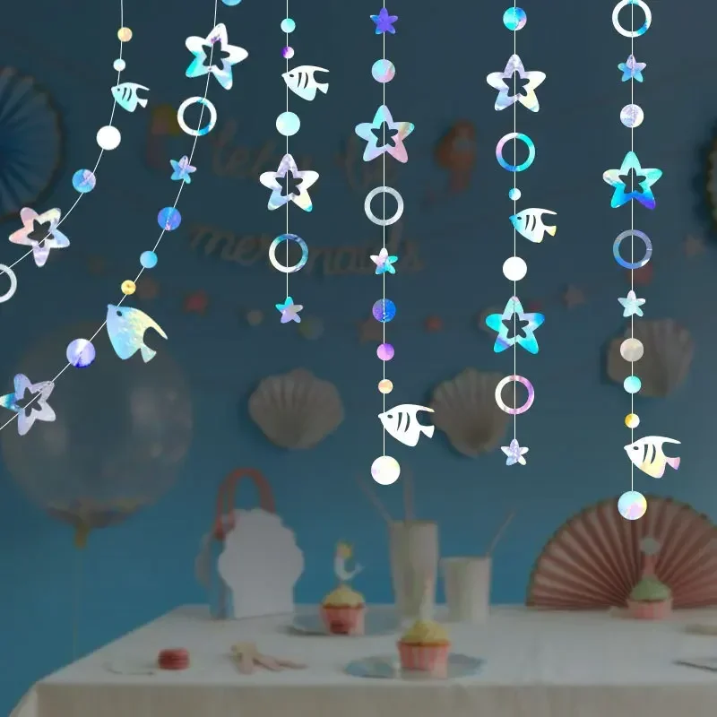 Ocean Themed Decoration Ocean Fish And Starfish Paper Garland Pendant Birthday Party Decoration Hanging Colored Banners Decorat