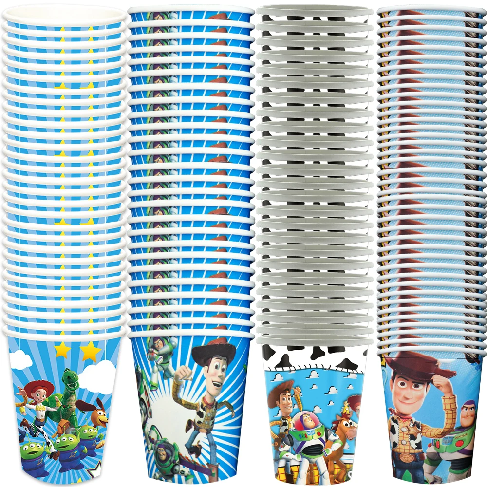 10pcs/lot Toy Story Theme Decoration Cups Kids Boys Favors Glass Happy Birthday Events Party Disposable Tableware