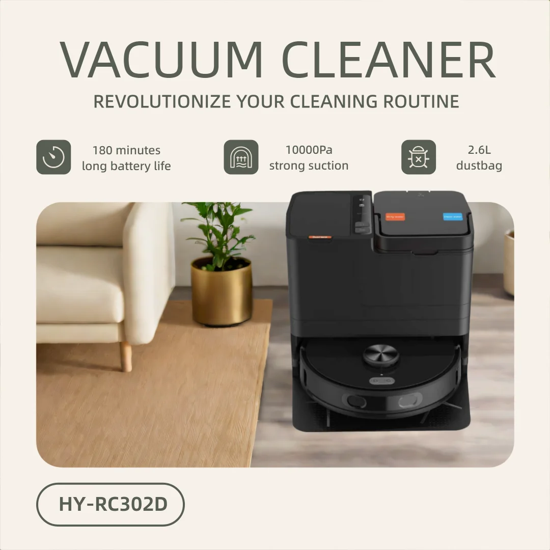 

Best Robot Vacuum Cleaner 15000Pa Strong Suction HEPA Battery-Powered LDS Auto Water Supply Dry Mop for Household Cleaning