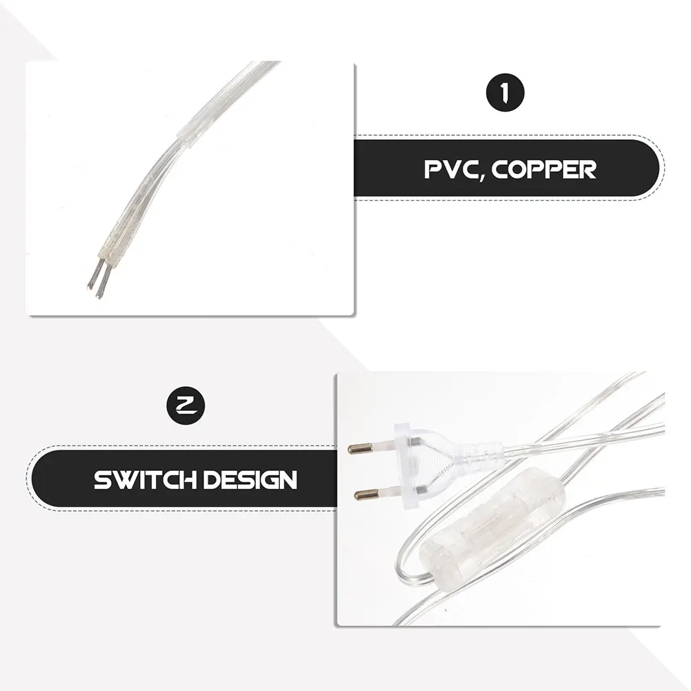 

2pcs Transparent Switch 1.8M PVC Lamp Cord Garage Lighting Desk Table Light Plug Light Switch With Power Cord In Power Line