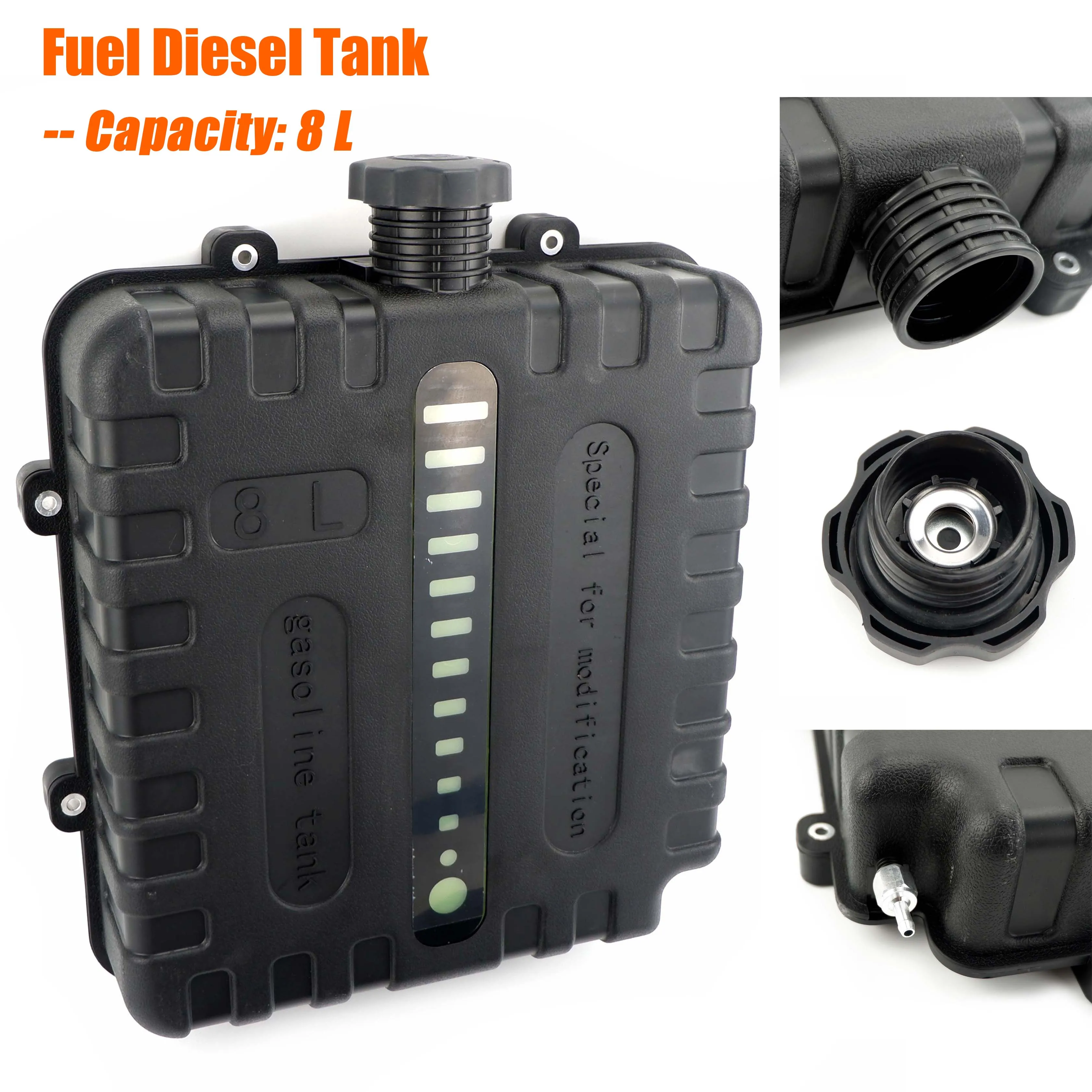 

B 8L Air Diesel Heater Fuel Tank Oi Gasoline Storage With Cap For Car Truck Camper Caravan Strong Hard Plastic Black