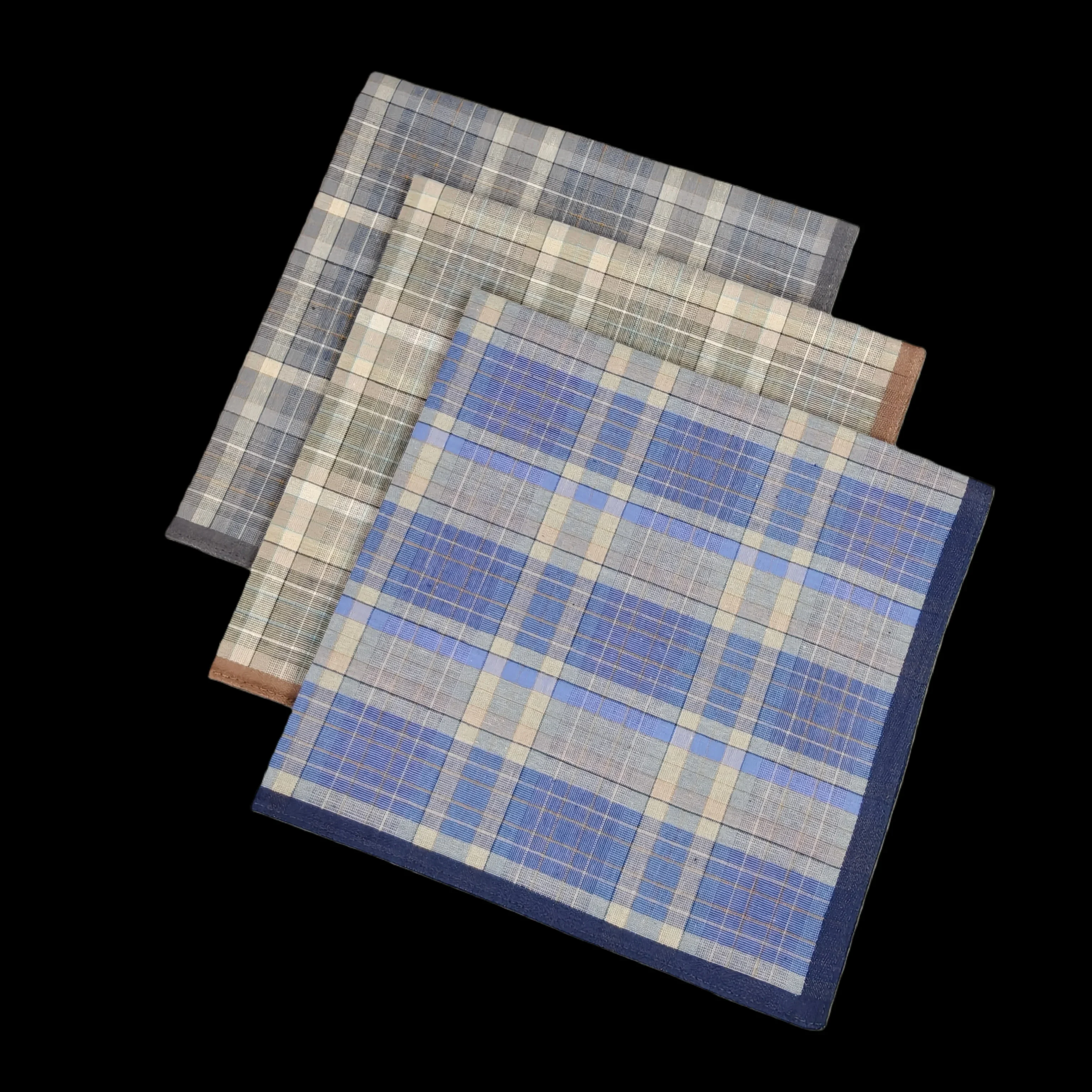 3PCS fabric handkerchief Thin style men's business plaid western cloth outdoor decorative handkerchief soft sweat 15.7 inch