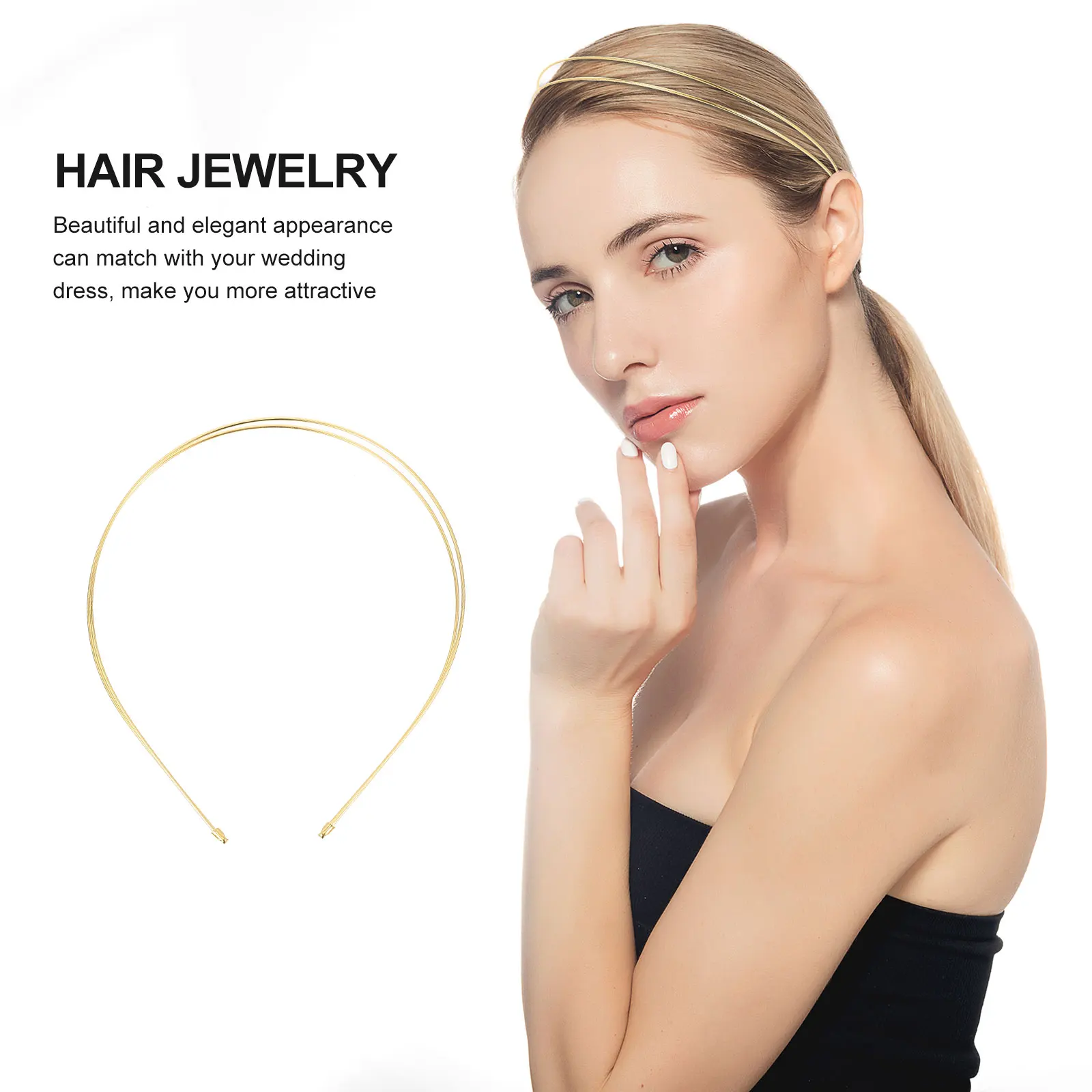 

4pcs Double Layer Retro Hairband 18K Gold DIY Crown Base Women Girls Party Wedding Photo Hair Tools Accessories