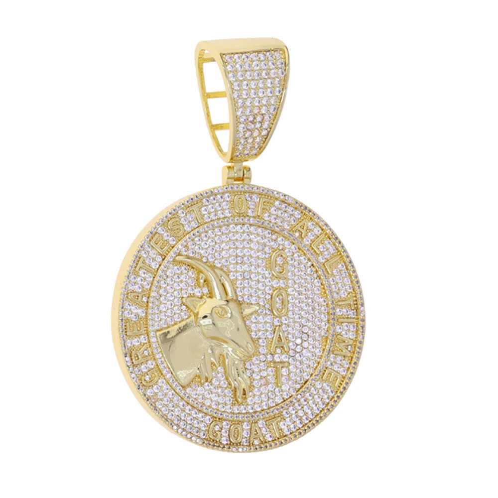 2025 New Hip Hop Goat Pendant Gold Color Micro Pave 5A Cubic Zirconia  Figaro Cuban Chain Animal Charm Iced Out Men Jewelry