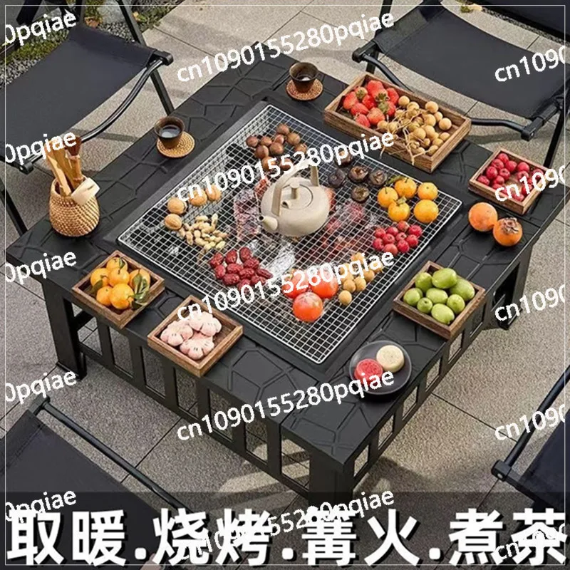 

Round Stove Tea Folding BBQ Stove Household Carbon Brazier Villa Stove Garden Garden Heating Outdoor Table