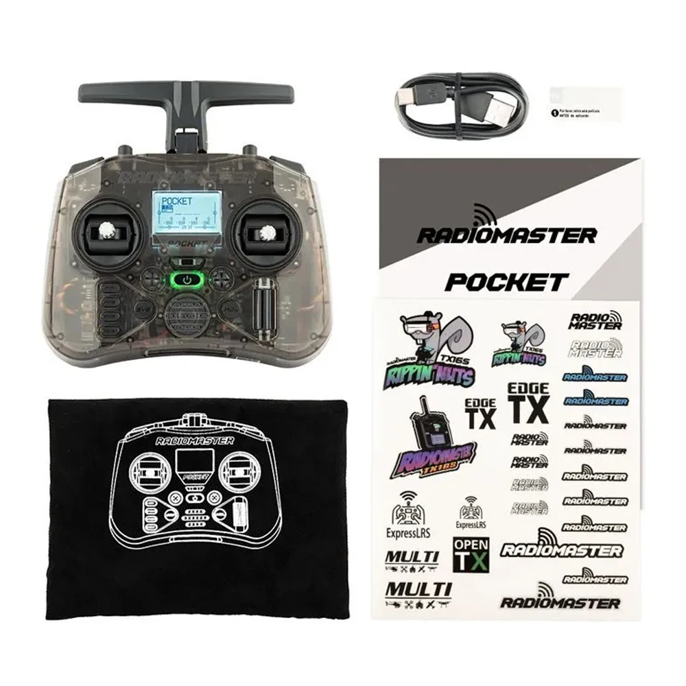 RADIOMASTER Pocket Hall Gimbal Transmitter ELRS/CC2500 Remote Control Portable Built in LED Light Foldable Antenna for RC FPV