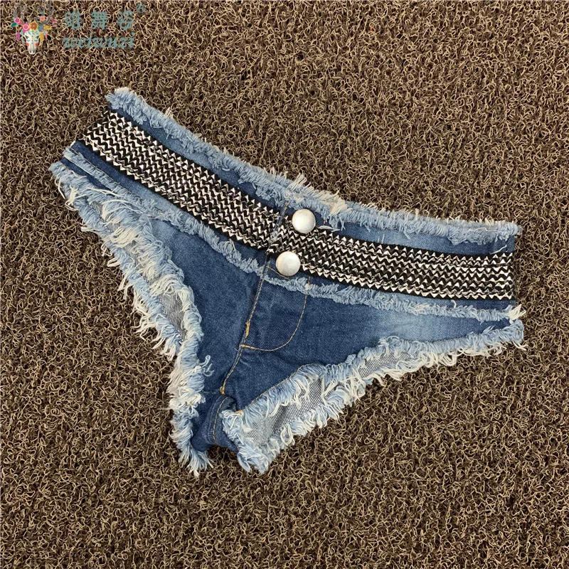 Sexy Charming Y2K Denim Shorts Jeans Retro Summer Skinny Nightclub Hot Pants Women's Clothing DJ Pole Dance DS Performance Outfi