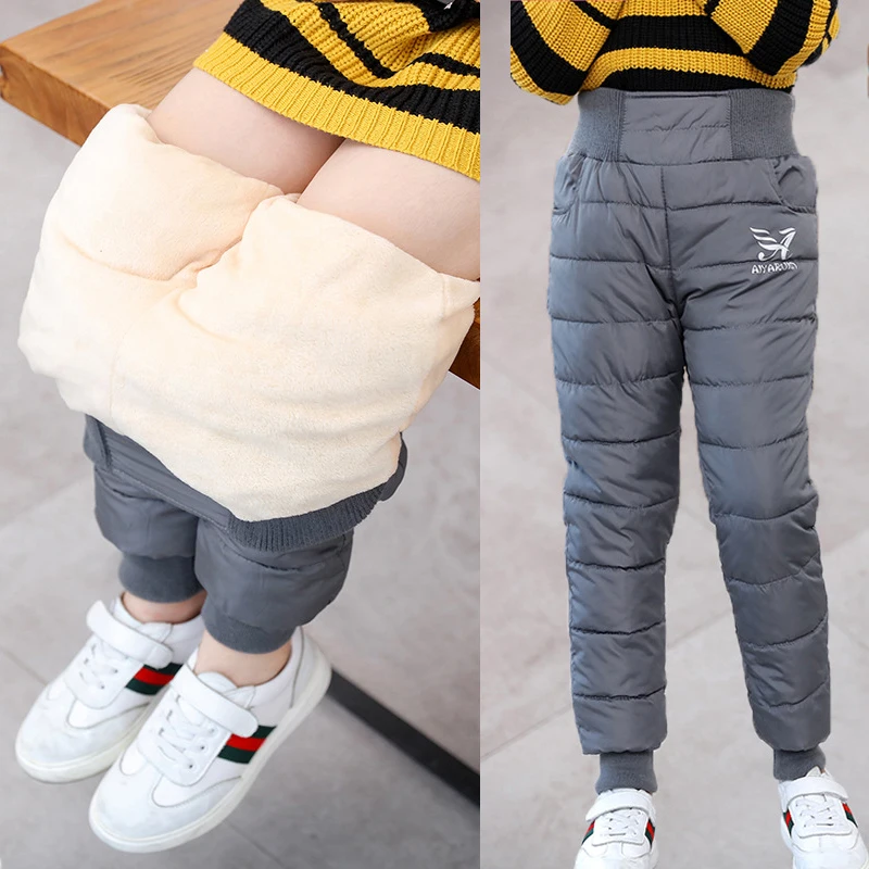 

3-12 Years Winter Keep Warm Boys Pants Cotton Fashion Windproof Waterproof Girls Trousers Christmas Birthday Gift Kids Clothes