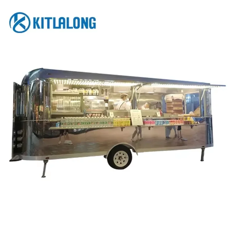 for Kittralon Custom Stainless Steel Food Trailer Mobile Snack Truck Ice Cream Catering Van Commercial Kitchen Equipment for