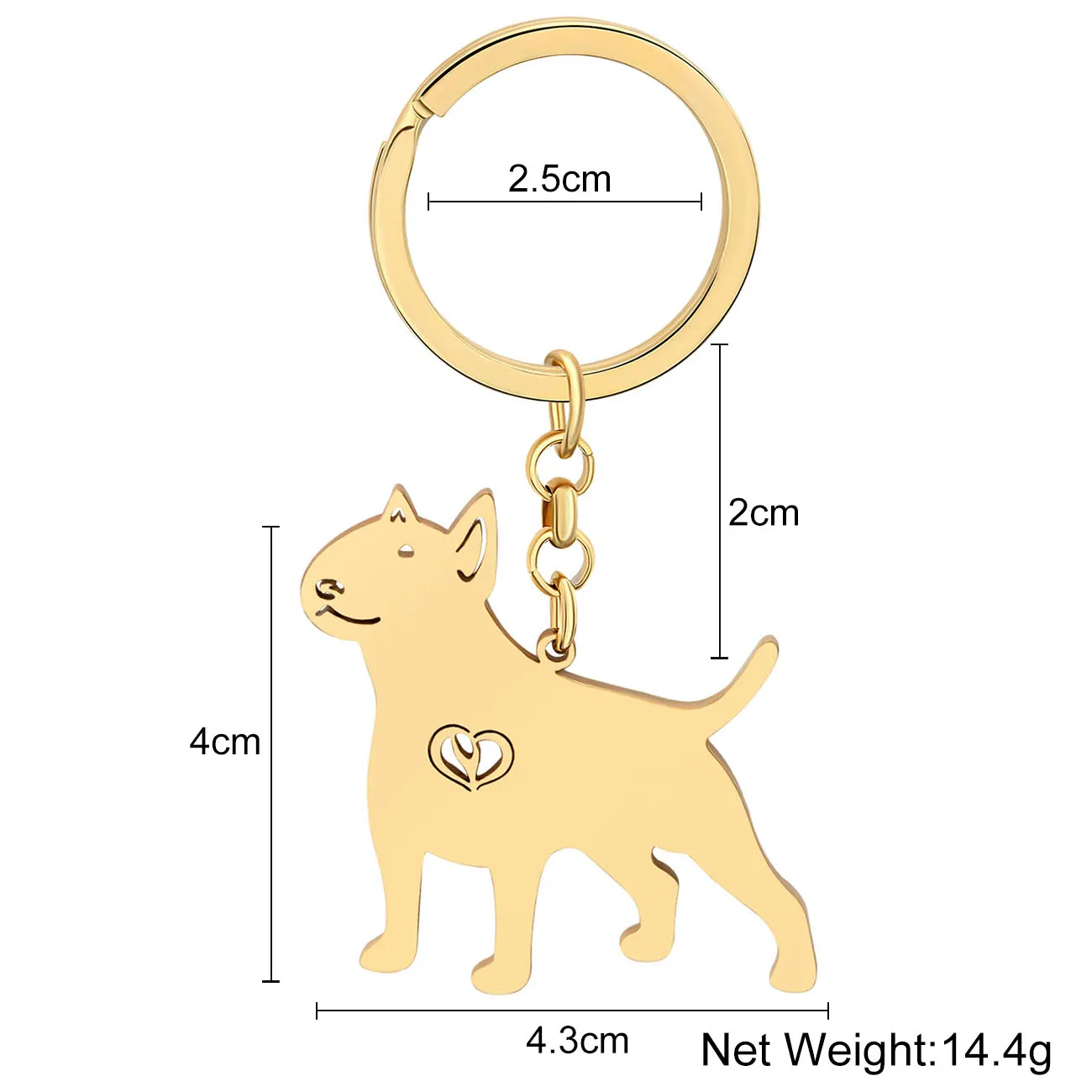 Bonsny Stainless Steel Gold-plated American Pit Bull Terrier Dog Keychains Pet Key Rings Key Chains For Women Girls Gifts