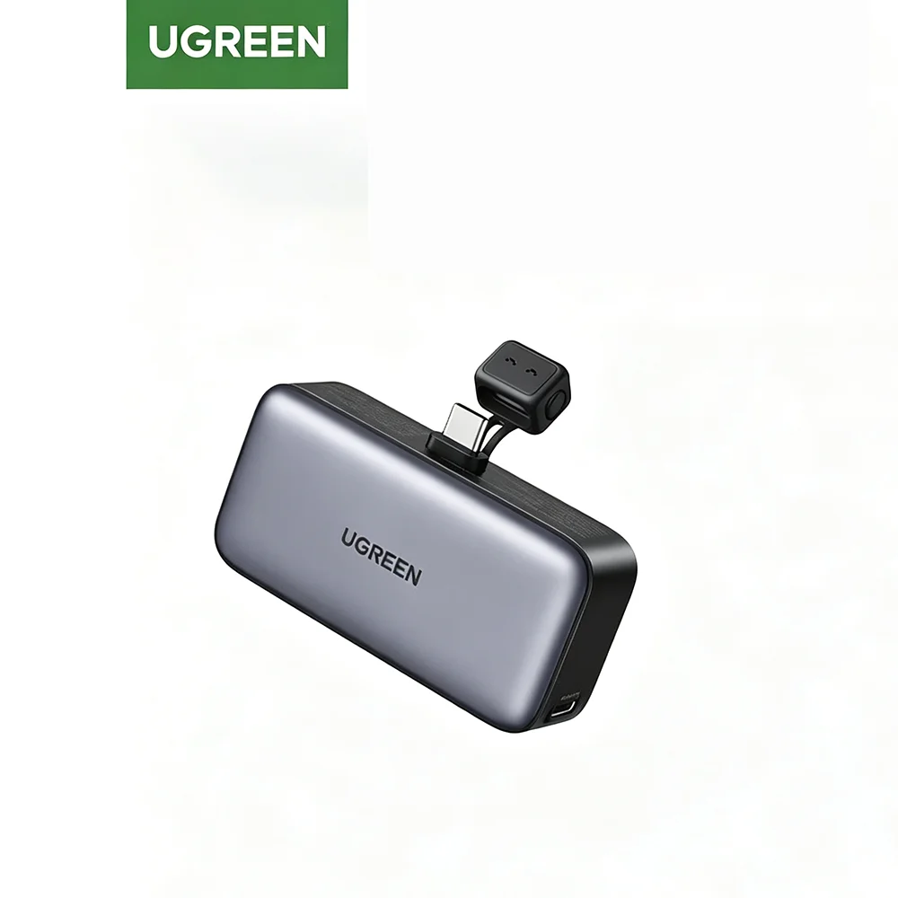 UGREEN Portable Charger for iPhone 15, 5000mAh Power Bank with Built-in USB C Connector,22.5W Fast Charger Power Bank with Stand