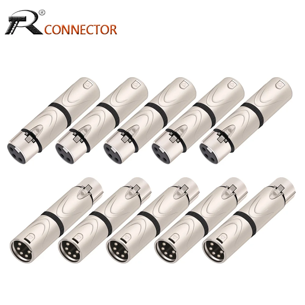 10pcs 3Pins XLR Female to 5Pins XLR Male,3Pins XLR Male to 5Pins XLR Female Jack Socket Audio Adapter for DMX Audio Mic Mixer