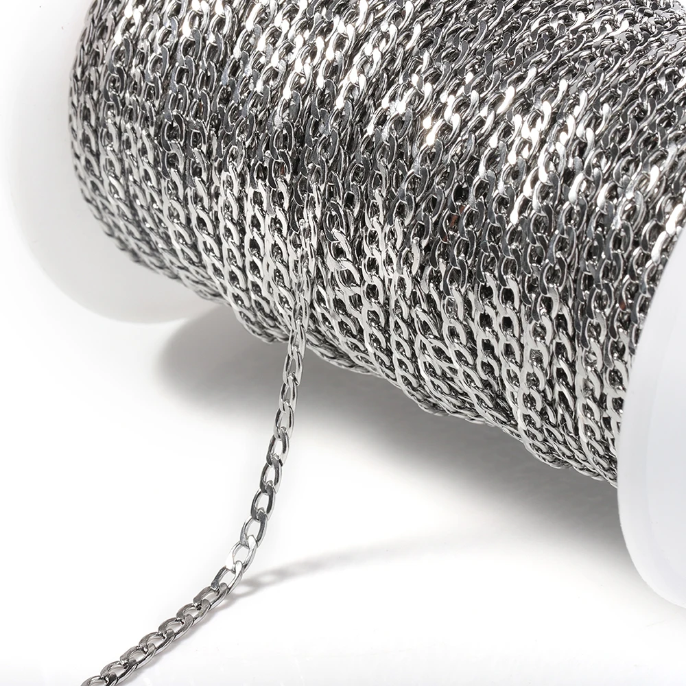 2Meters No Fade Stainless Steel Necklace Gold Color Chains Link Cable for Jewelry Bracelet Bag DIY Accessories Findings