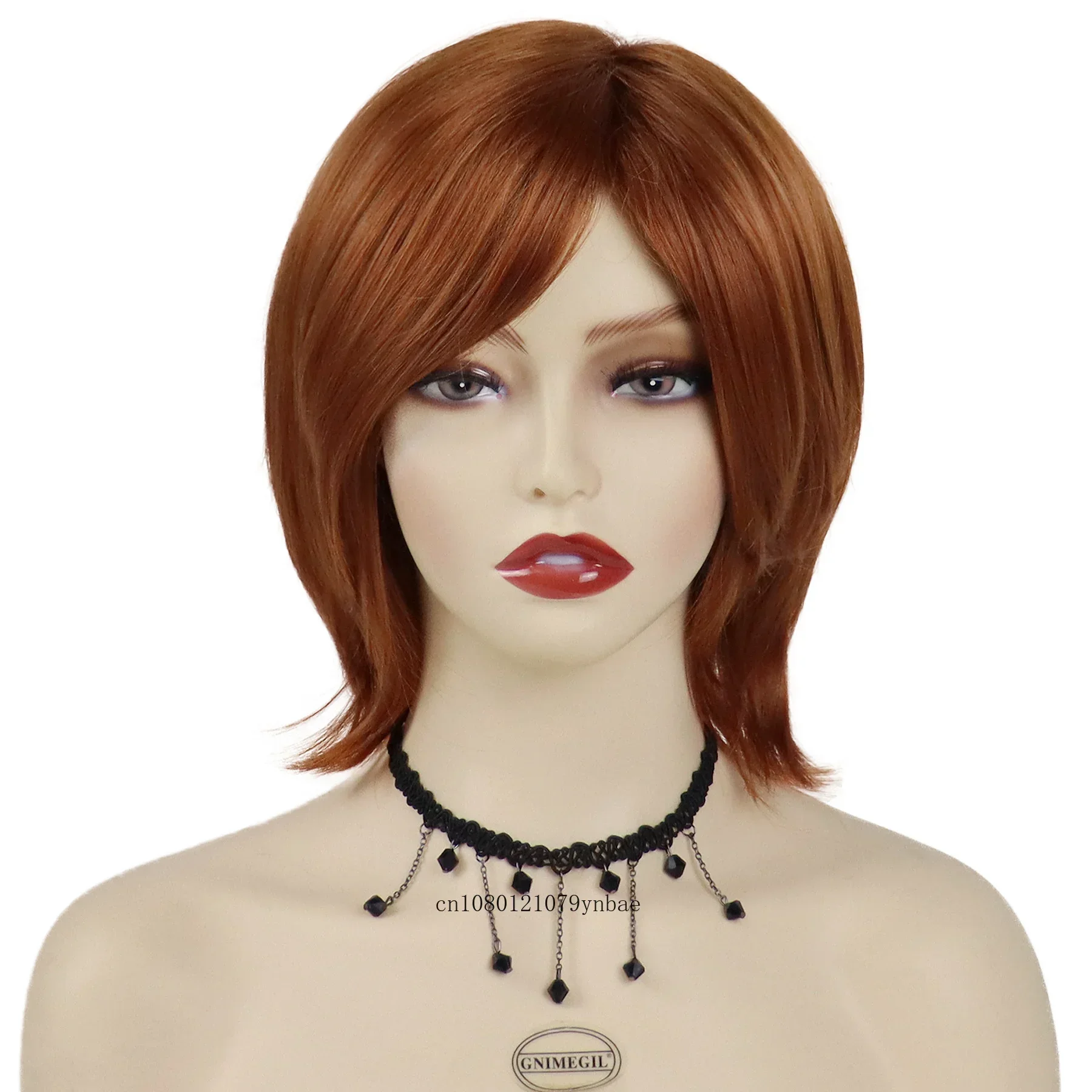 Red Brown Bob Wig Synthetic Short Natural Wavy Wigs for Women Fashion Lady Soft Wig Daily Cosplay Costume Party Heat Resistant image 2