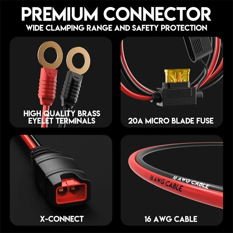55CM 2PCS Wire Harness fit for NOCO GC008 X-Connect M10(10mm) XL Eyelet Terminal Batteries Charger Cable for NOCO Battery Tender