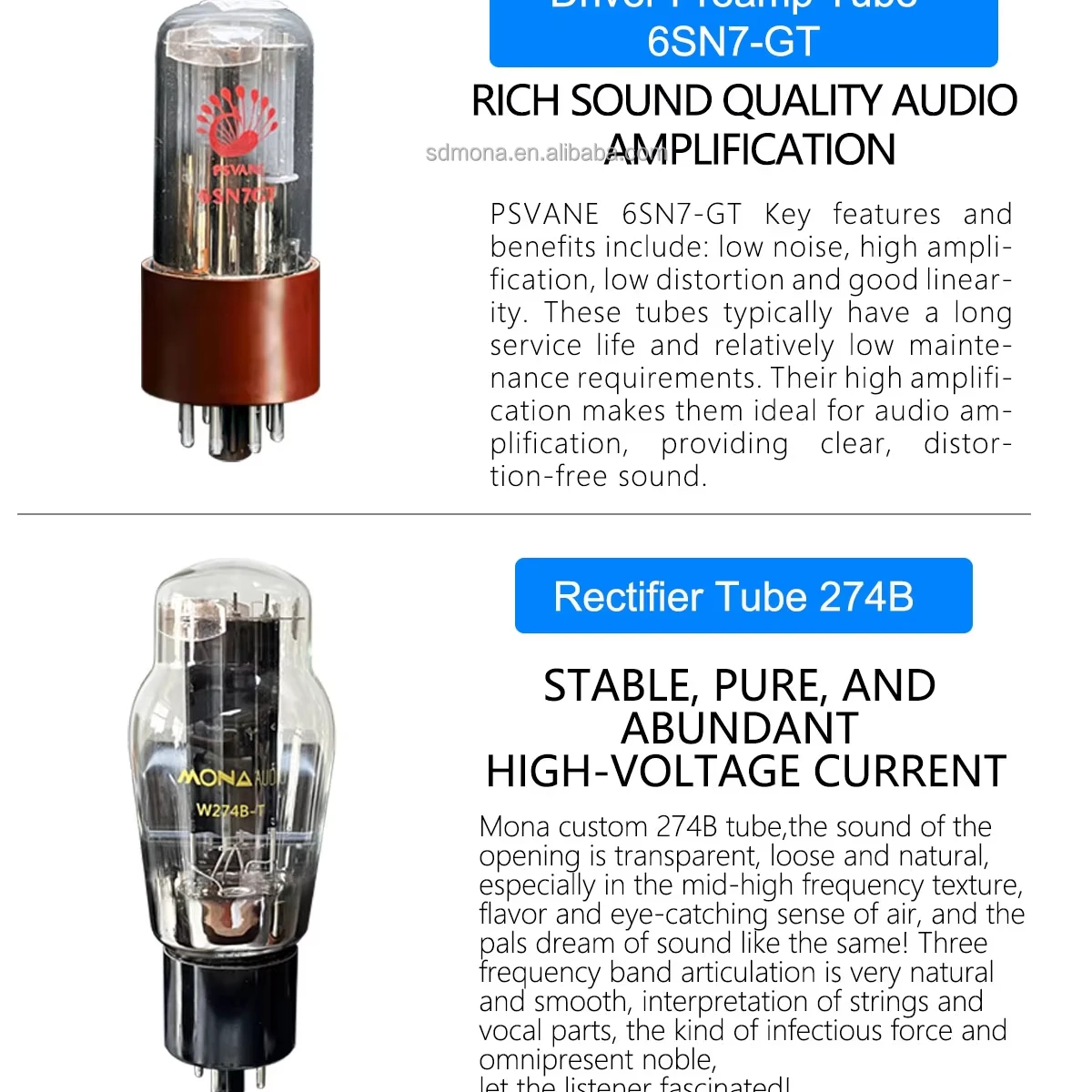 Mona New Listing 300B Power Amplifier Single-Ended Pure Class a 5 Tube Stereo Hi-Fi Audio Home Amplifier with Subwoofer