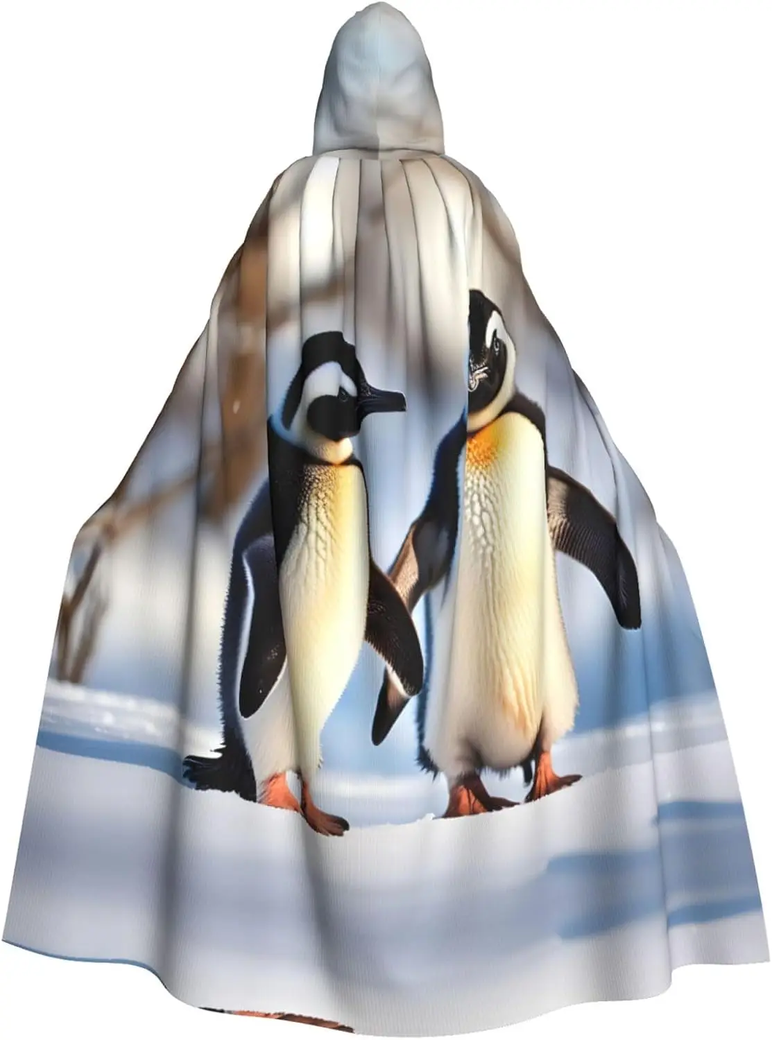 Young Penguins With Snow print Adult Hooded Cape Carnival Festival Cape Robe Costume party Gothic Carnival