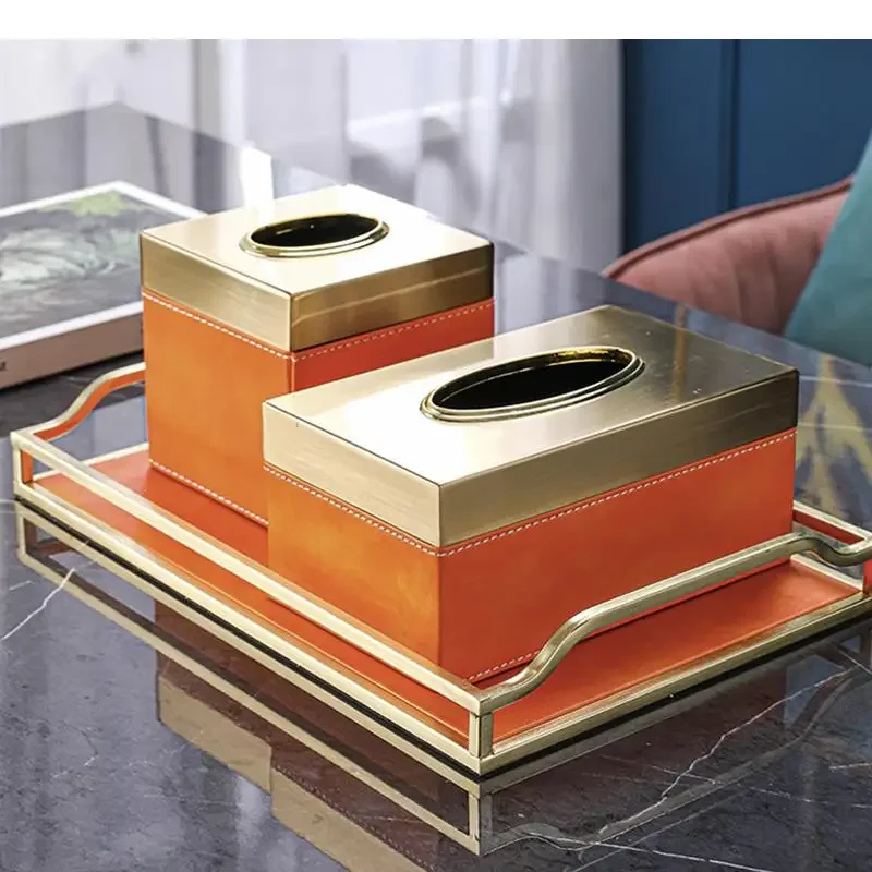 

#For Golden Bird Tissue Boxes Home Leather Napkins Holder Coffee Table Desktop Paper Organizer Modern Decor Towel Box*