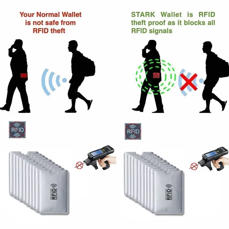 5/10 szt. Blokada czytnika blokującego portfel Rfid pojemnik na kartę bankową identyfikator etui na karty bankowe metalowy uchwyt na kredyt NFC