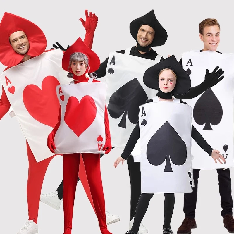 loween-パーポーカーコスチューム-レッドハートクイーン-ソルジャー-ステージパフォーマンス-大人子供-ロールプレイ衣装-ポリエステル繊維