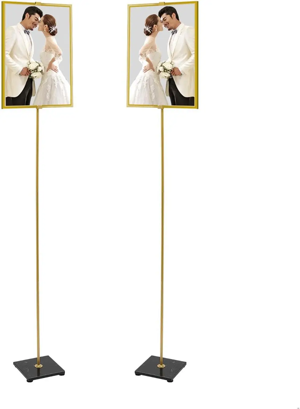 

Комплект из 2 шт., регулируемая сверхмощная подставка для плакатов, напольная подставка для вывески, открытая рамка, вертикальный/горизонтальный вид с дисплеем, золотой