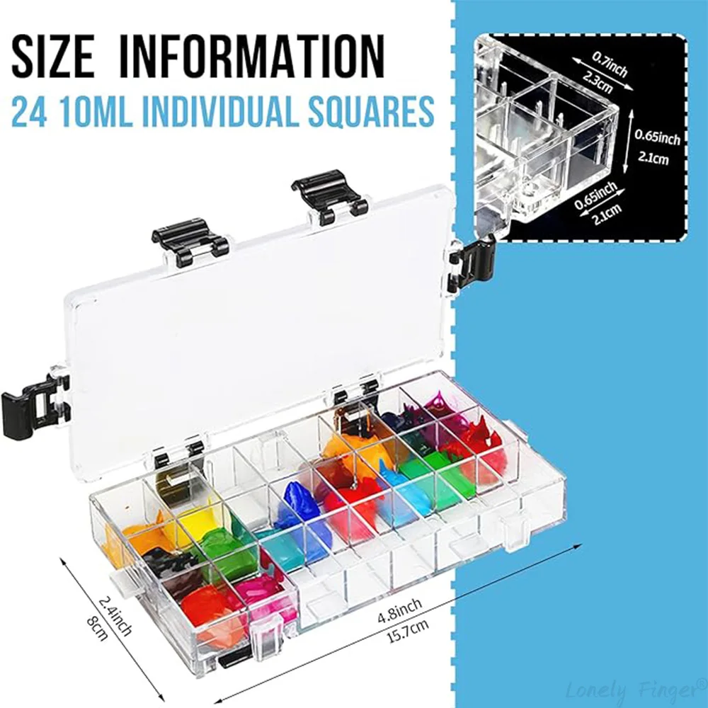 Paint Palette Tray, 24 Wells Watercolor Painting Pallet, Painting Palette Travel Box for Oil Paint, Gouache, Acrylic