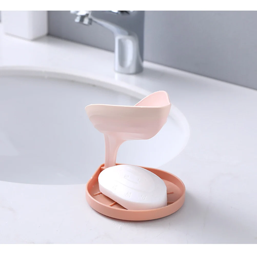 

3 Pcs Soap Box Holder Dish Draining Pink Decor Waterfall Bathroom Drainer Green