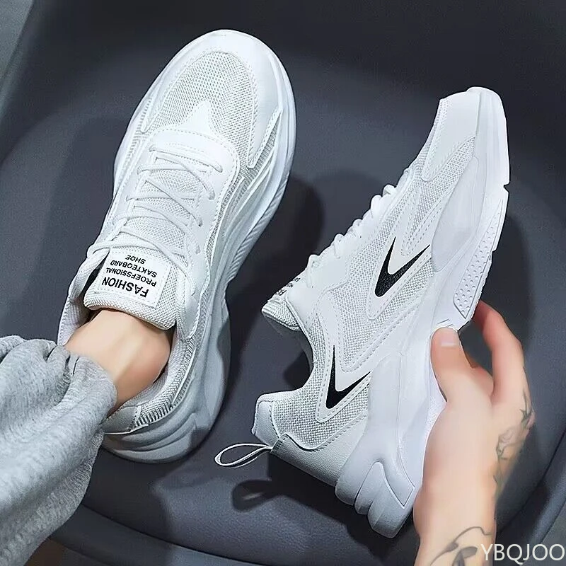 Nuevos zapatos transpirables de moda y versátiles para hombre para primavera y verano, zapatos deportivos de suela gruesa, sencillos, cómodos y duraderos para correr