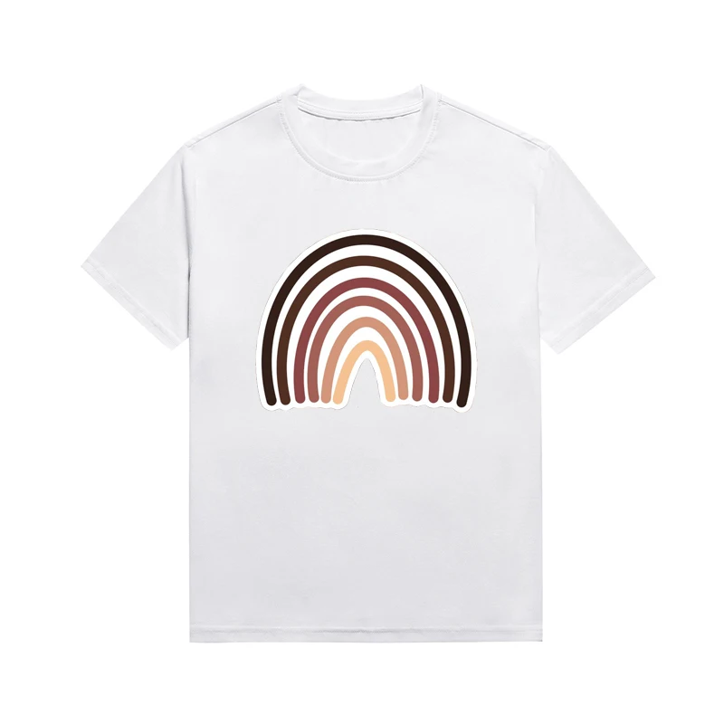 Gradient Stripe Graphic Top Womens Trend Harajuku Print Basic Style Tee Custom Tops Melanin Aesthetic T Shirt