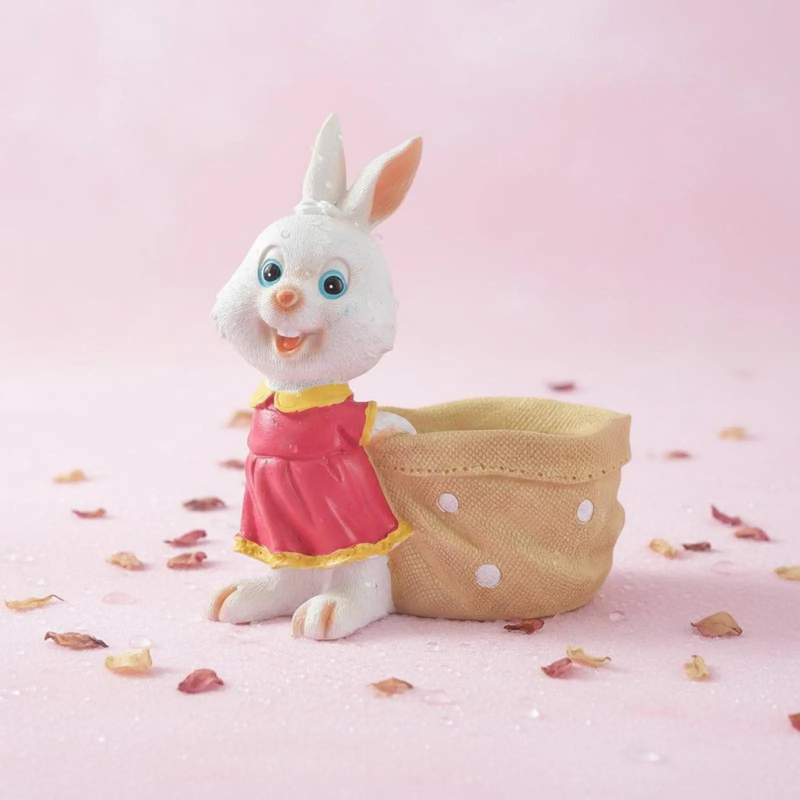 Resin Hare Flowerpot Charming Hare Pot Cartoon Statue Planter for Tabletop