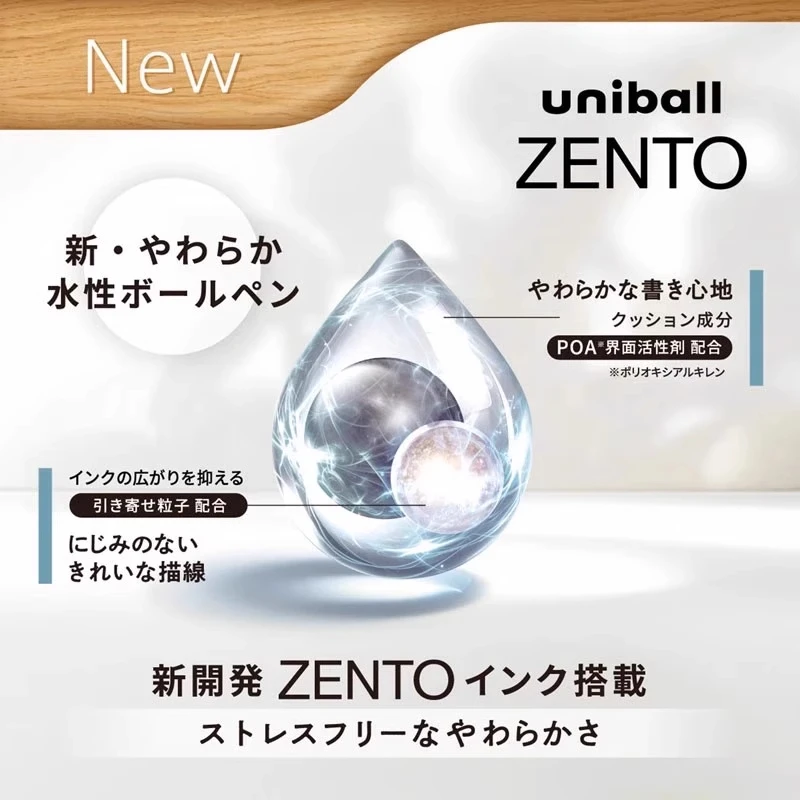 Długopis żelowy Uni Uniball ZENTO 0.38/0.5/0.7mm, marmurkowy, ekologiczny, z recyklingowanego korpusu, szybkoschnący, odporny na rozmazywanie tusz, japońskie artykuły papiernicze. — zdjęcie produktu 4