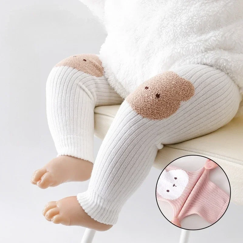 Baby & Toddler Cotton Leggings - Non-Slip Grip Socks Soft Jumpsuit-Style Bottoms for Spring Autumn