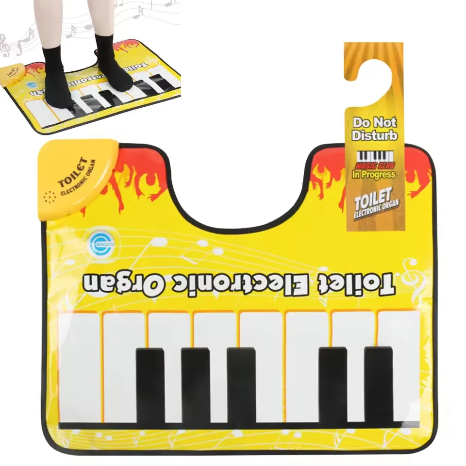 Toilet Piano Mat Bathroom Funny Toe Music Keyboard Toilet Floor Mat Novelty Potty Piano Sounding Carpet Big Bathroom Rug 60x48CM